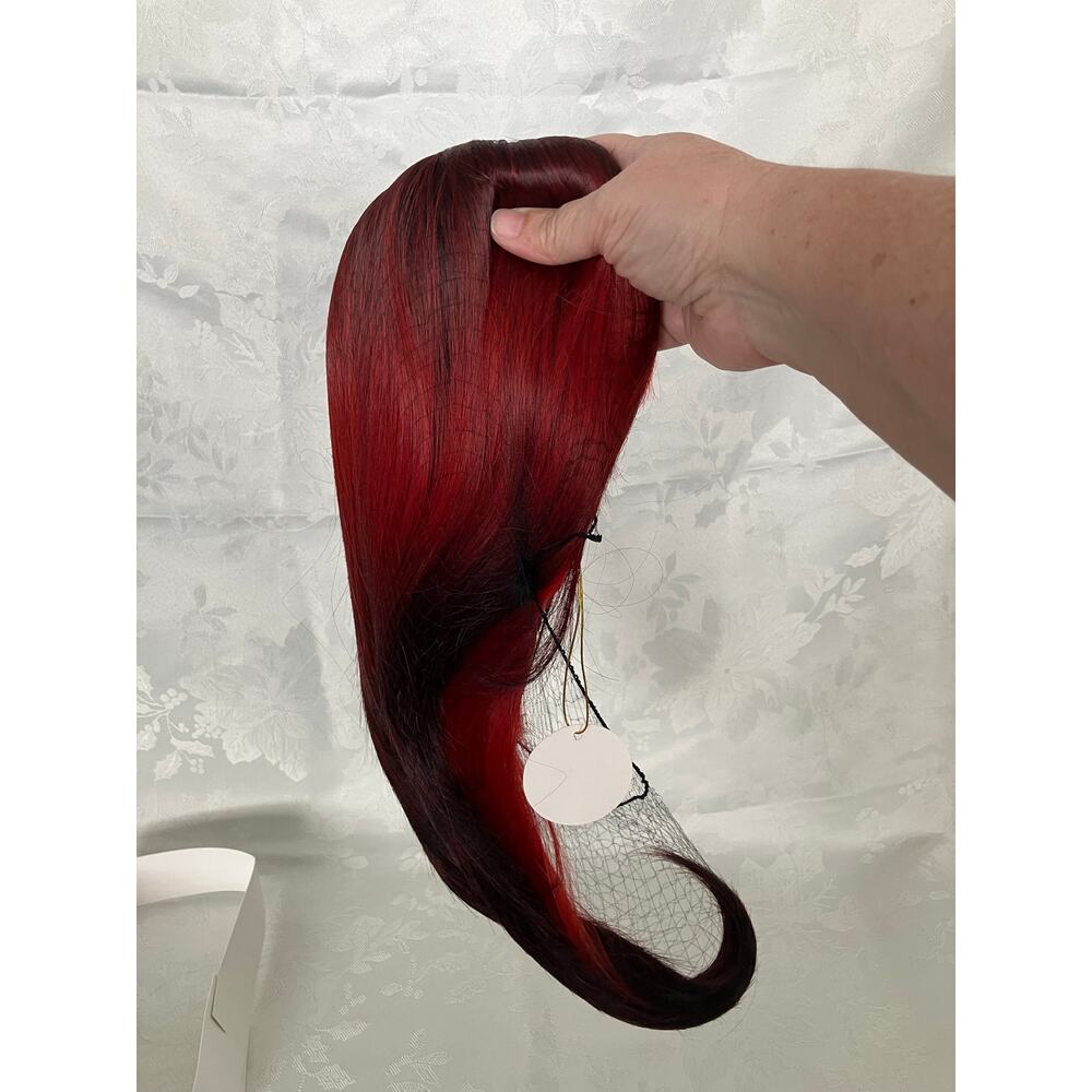 Long Black Red Straight Synthetic Wig With Bangs 22 Inch New With Tag